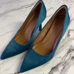 Teal Satin Heels